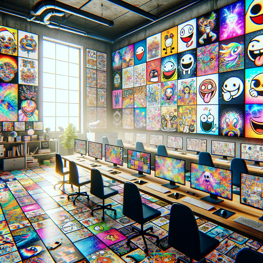 Creative workspace with memes
